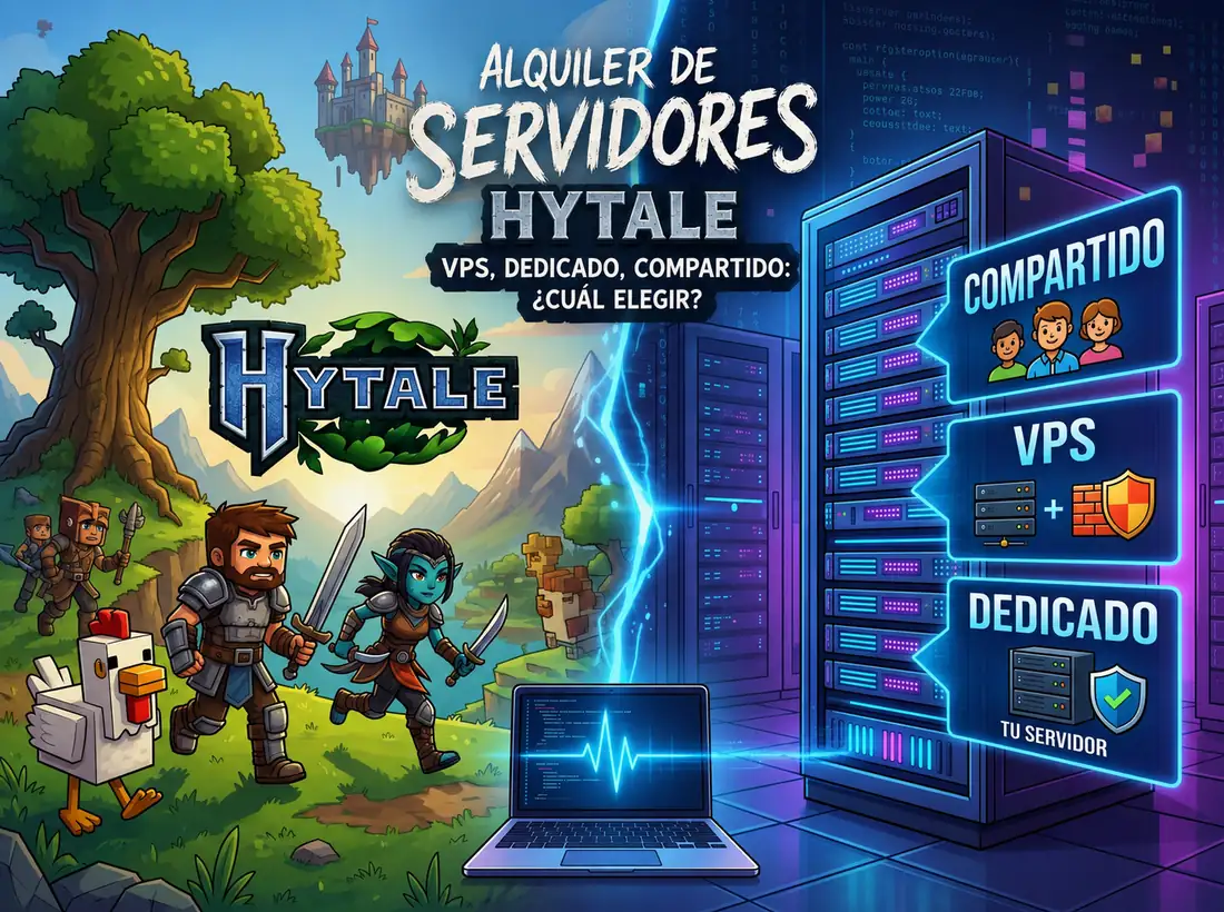 ¿Qué hosting elegir para tu servidor de Hytale: VPS, dedicado o compartido?