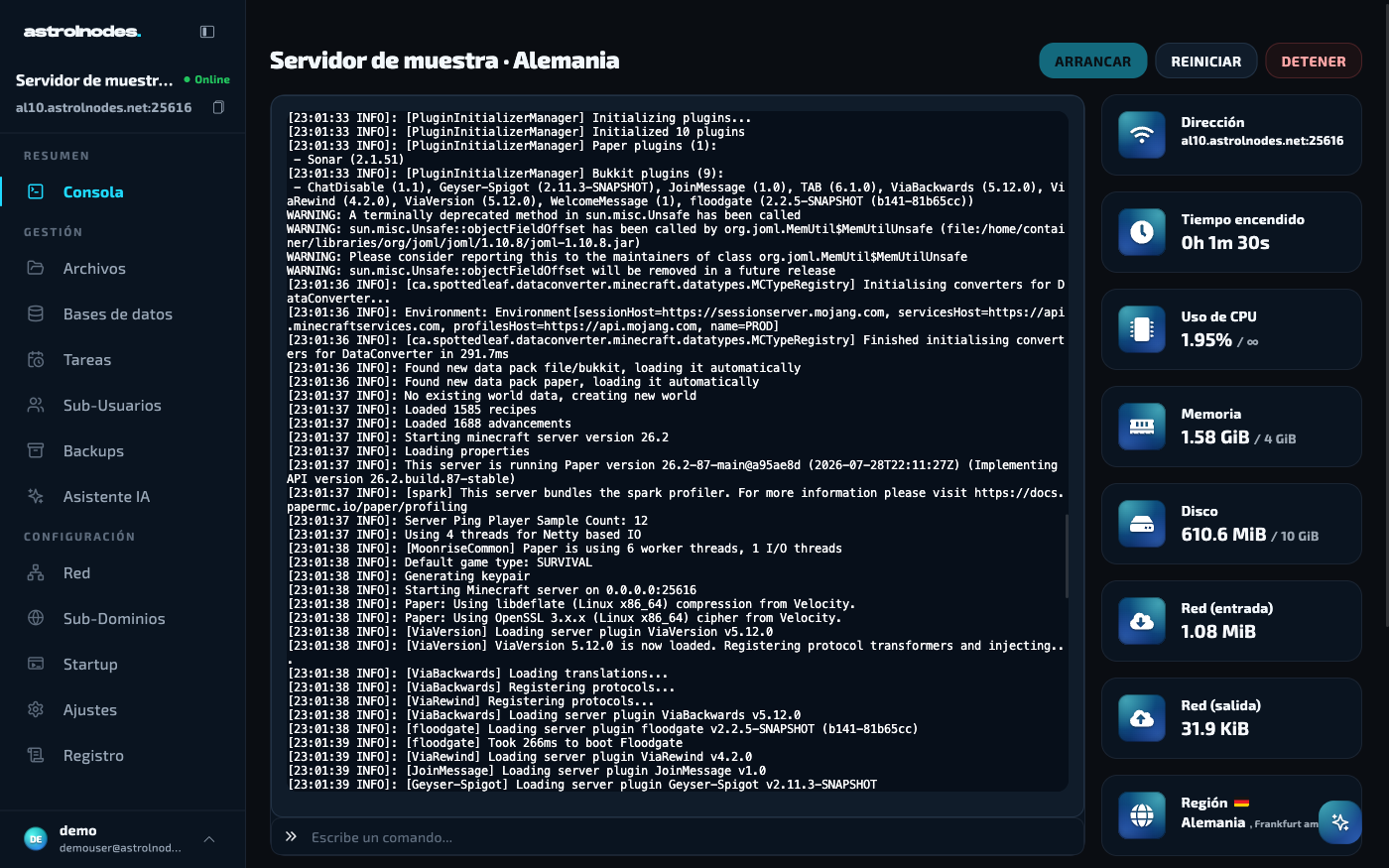 Consola en vivo